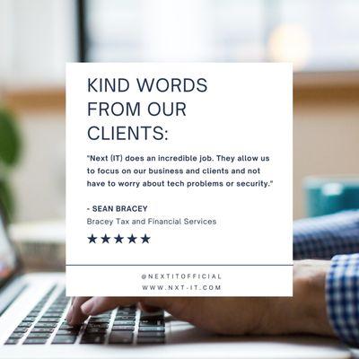 Kind words from our client.