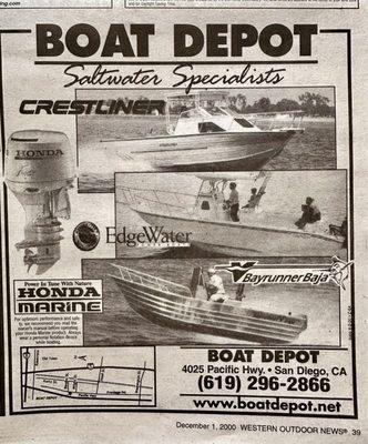 Advert in Western Outdoor News December 1, 2000