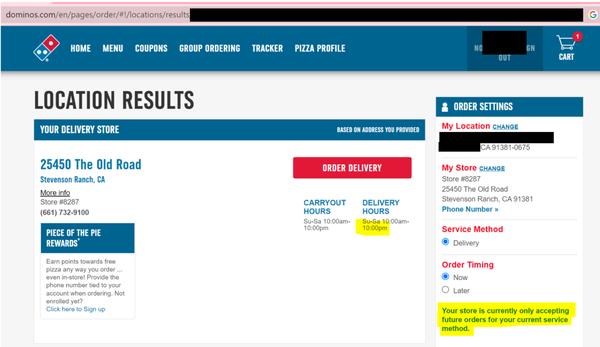 Trying to order at 9:40pm and getting an error. Even though the delivery hours are from 10am-10pm. WTH