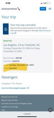 My daughter's flight cancelled.. we found out trying to check baggage