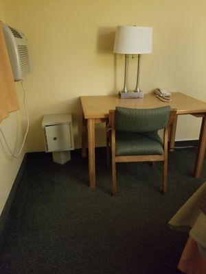 Metal lamp bases have some rust. Safe next to desk.