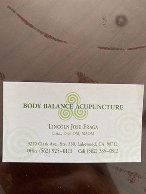 Body Balance Acupuncture - Lincoln Jose Fraga