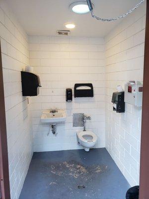 Bathroom, notice the syringe box on the right