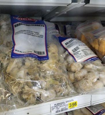 Exhibit A: Their frozen broccoli and brussel sprouts. Little green color left.