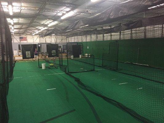There's 4 batting lanes, a pitching lane plus several other individual stations.