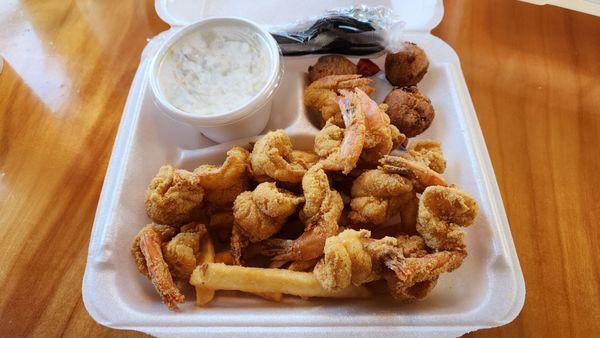 Fried Shrimp Platter with Fries, Cole Slaw & Hush Puppies