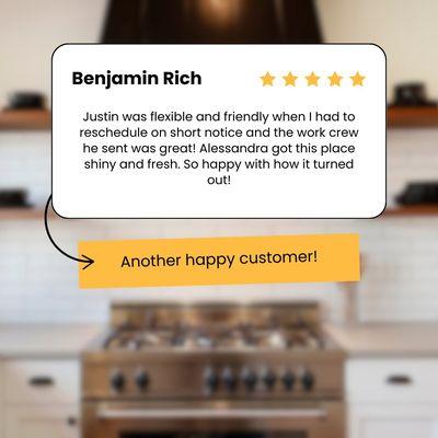 Another happy client! Your kind words fuel our passion for cleanliness.