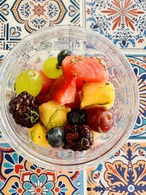 Fresh fruit salad with mint