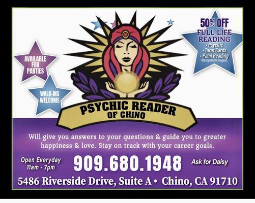 Come get a special 50% off reading when you mention this ad