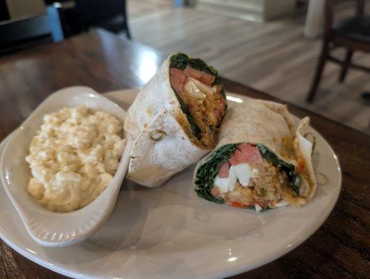 Quinoa avocado wrap with mashed cauliflower