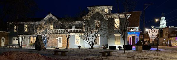 Hotel Nauvoo Historic Inn & Restaurant. View from the east on 2/18/2025.