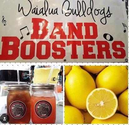 Waialua Band Boosters Lemonade and Iced Tea Stand participating in the monthly Food Truck Experience on W.H.I.S. campus grounds!