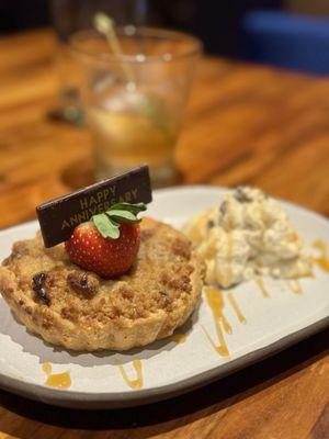 complimentary anniversary dessert