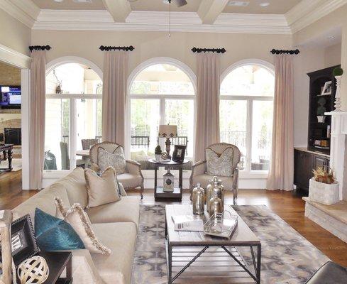 Ring Curtains on short rods over Arch Windows