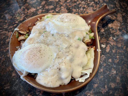 Southern Skillet w/poached eggs.