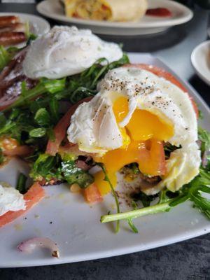 Avo toast poached eggs