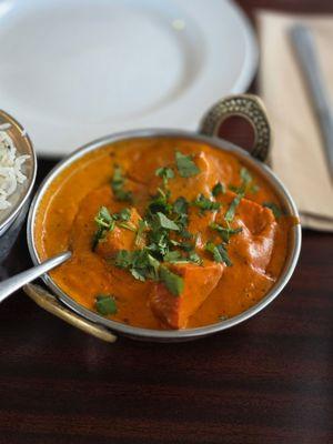 Chicken tikka masala, really good sauce, but the chicken inside was weird