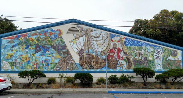 Tile Mosaic Mural on west side of building