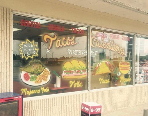 Tacos Calentanos Inside Diamond Shamrock Gas Station.