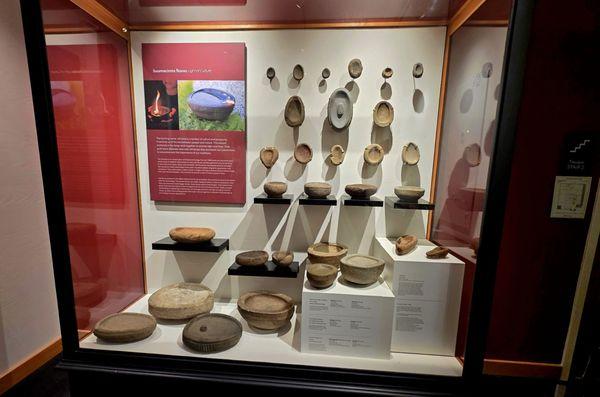 An exhibit of oil lamps used by the Alutiiq people