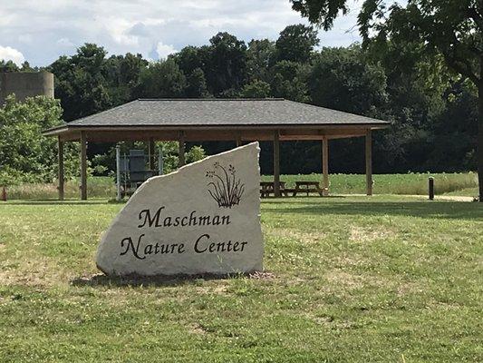 The Maschman Nature Center is the outdoor learning area across the road in the farm fields