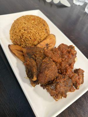 Jollof Rice and Chicken with Plantains