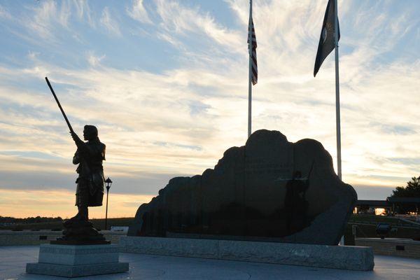 The Kentucky National Guard Memorial at sunset.