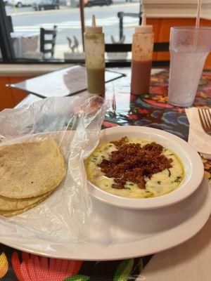 Queso fundido with house made corn tortillas