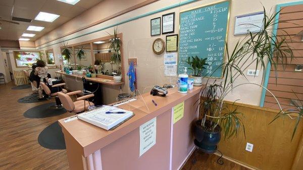 The counter now has a plastic cover and wipes and extra masks