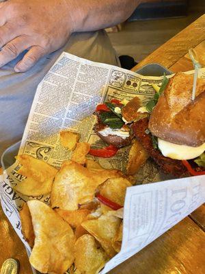 this was the Tuscany chicken hoagie ! with home made Chips