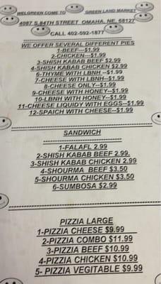 Menu as of 12/1/2012. Everything I have had so far is delicious.