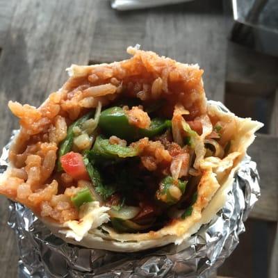 Shrimp fajita burrito
