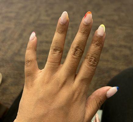Super cute gel ex nails. These are 10 days old. I forgot to take a pic earlier. Still looks as good as new