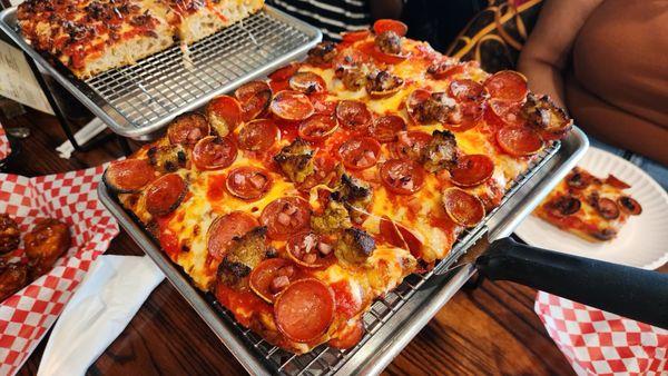 Pepperoni Sicilian with sausage and ham