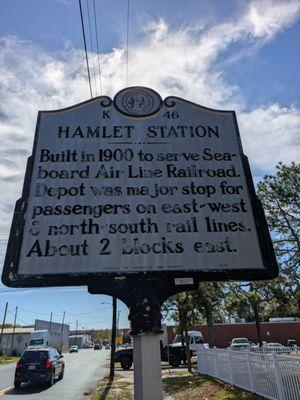 Hamlet Station Historical Marker