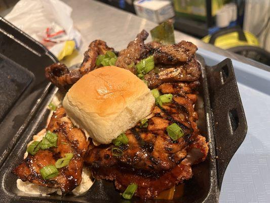 Stacked Huli Huli Chicken Lunch Plate