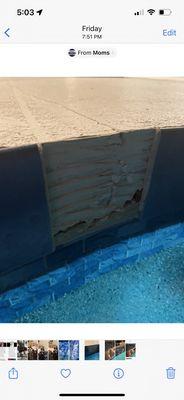 Missing tile on a seven month old pool