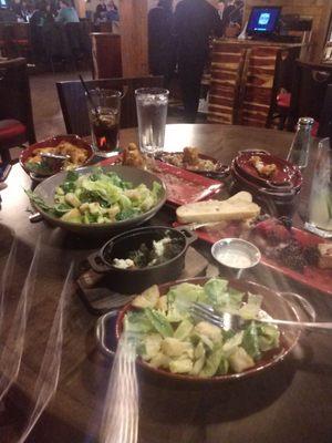 Salad, baked brie, wings, hot dish sharable and burssle sprouts (all amazing!)