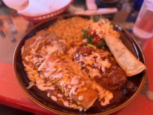 Flauta + Chile relleno enchilada plate ($16.99) IG: @ohmyono