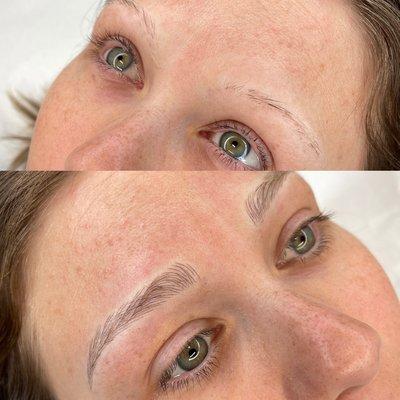 Before and after microblading
