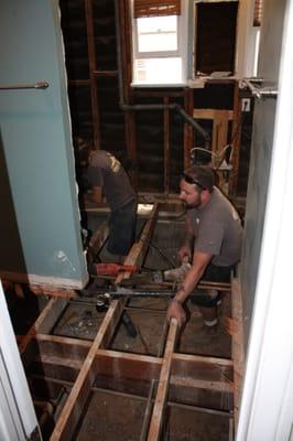 Before: Taking a bathroom down to the studs and open flooring