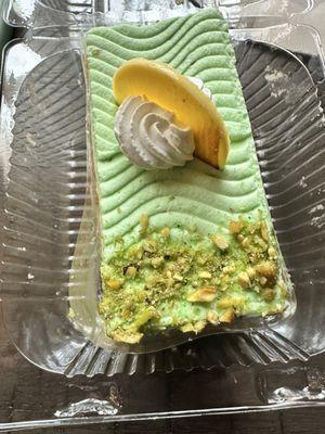 Pistachio cake slice