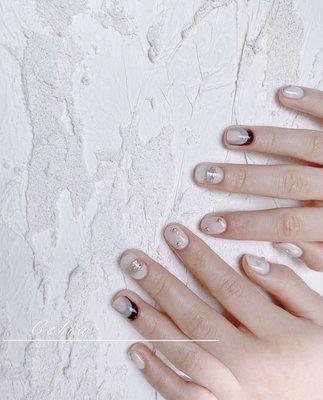 Japanese gel manicure with design Please call or text us at 626-733-8872 for an appointment. Check me on Instagram: Dreamy_celia.