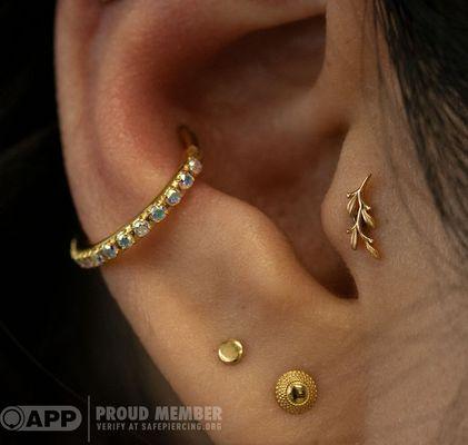 A fun curation to spice up this ear, all 18k & 14k pieces from Anatometal and BVLA