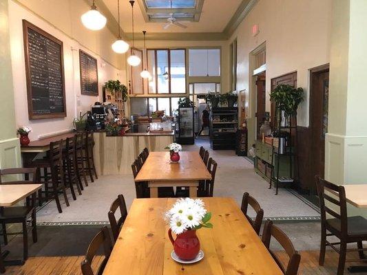 The dining room looking towards the coffee bar and kitchen