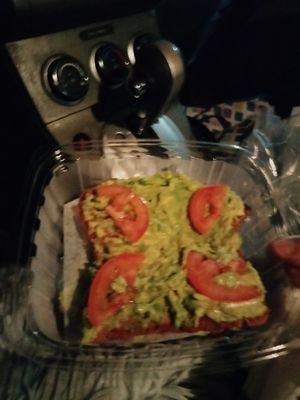 Unfortunately flavorless with no seasoning no cilantro no onion no lime no salt no pepper avocado toast