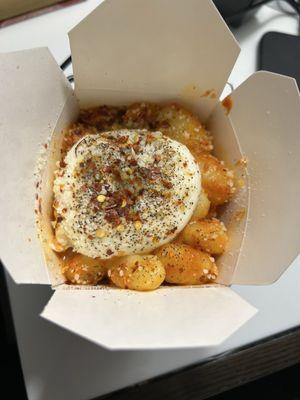 Gnocchi alla vodka. Added on burrata and sprinkles of pepper etc. Delicious! Highly recommend if you love gnocchi and burrata