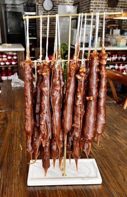 Churchkhela-Georgian sneakers. All natural made with walnuts and grape juice.