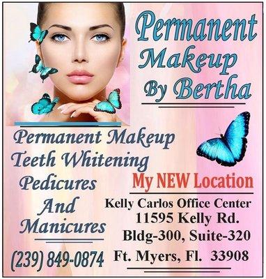 Enjoy my Website at permanentmakeupbybertha or stop by my new studio for a brochure.