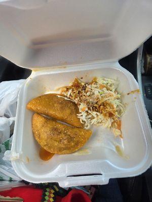 Beef empanadas and cabbage